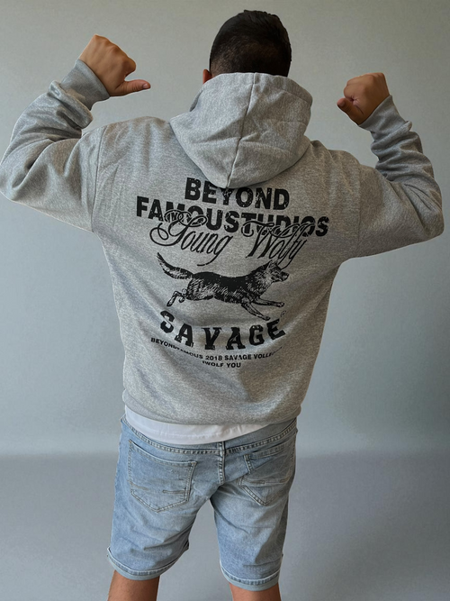 Sudadera oversized con diseño de lobo en la espalda